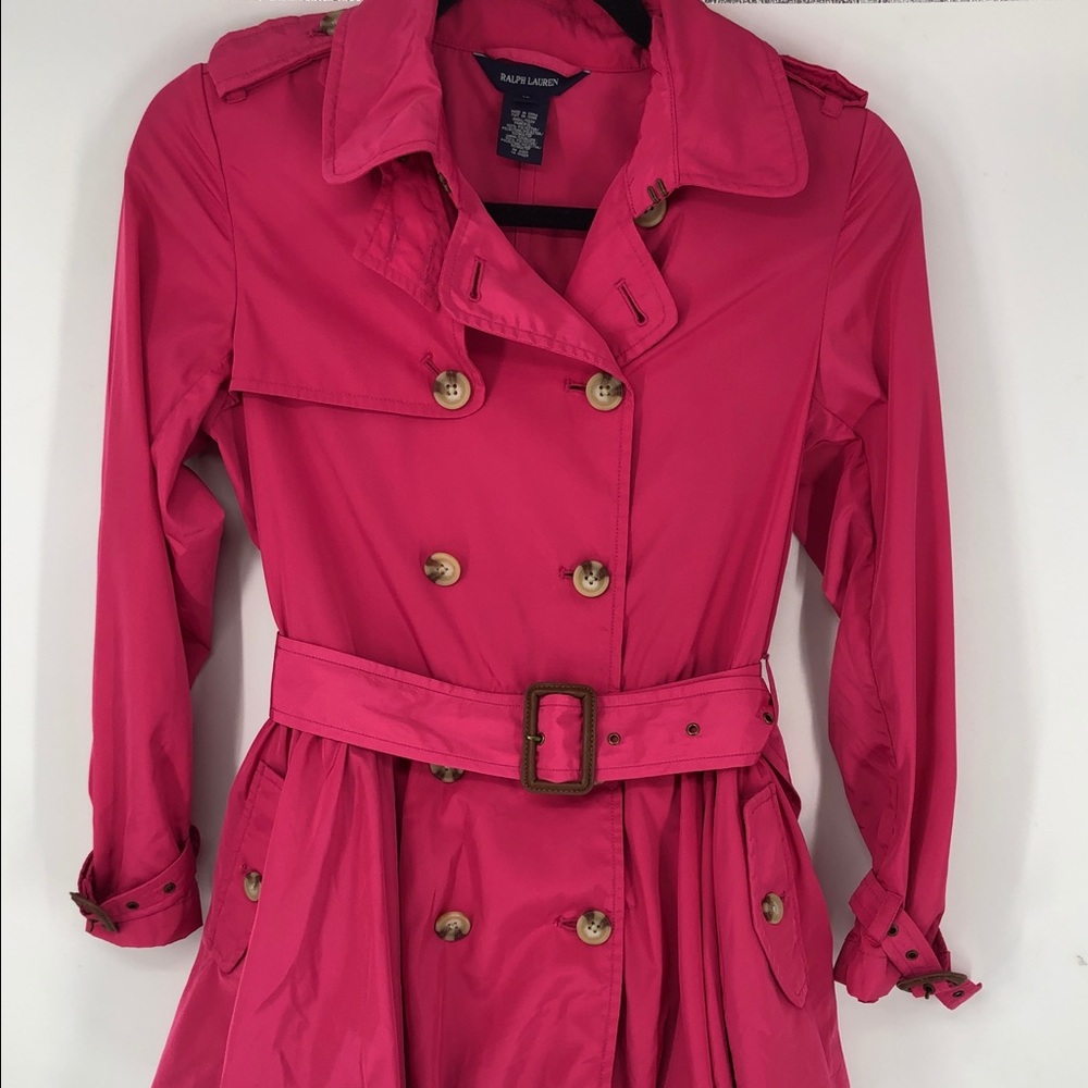 Ralph Lauren Girls Rain Trench Coat Size 12 Pink
